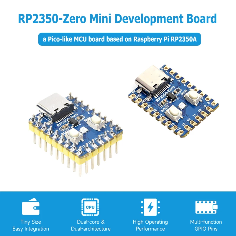 Mini placa de desenvolvimento RP2350-Zero baseada em microcontrolador Raspberry Pi Dual-Core Dual-Architecture Sensor de temperatura embutido