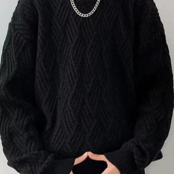 

Men's Knitted Sweater Thiened Coolmax Fiber Collar Nine Sve Length Ciwalk Suitable Knwear New Sle Winter Season