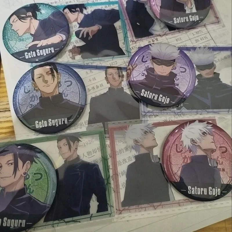 2025 جديد 6 قطع جديد 58 مللي متر أنيمي الليزر بطاقة بروش دبوس الكرتون تأثيري شارة الديكور هدية عيد ميلاد