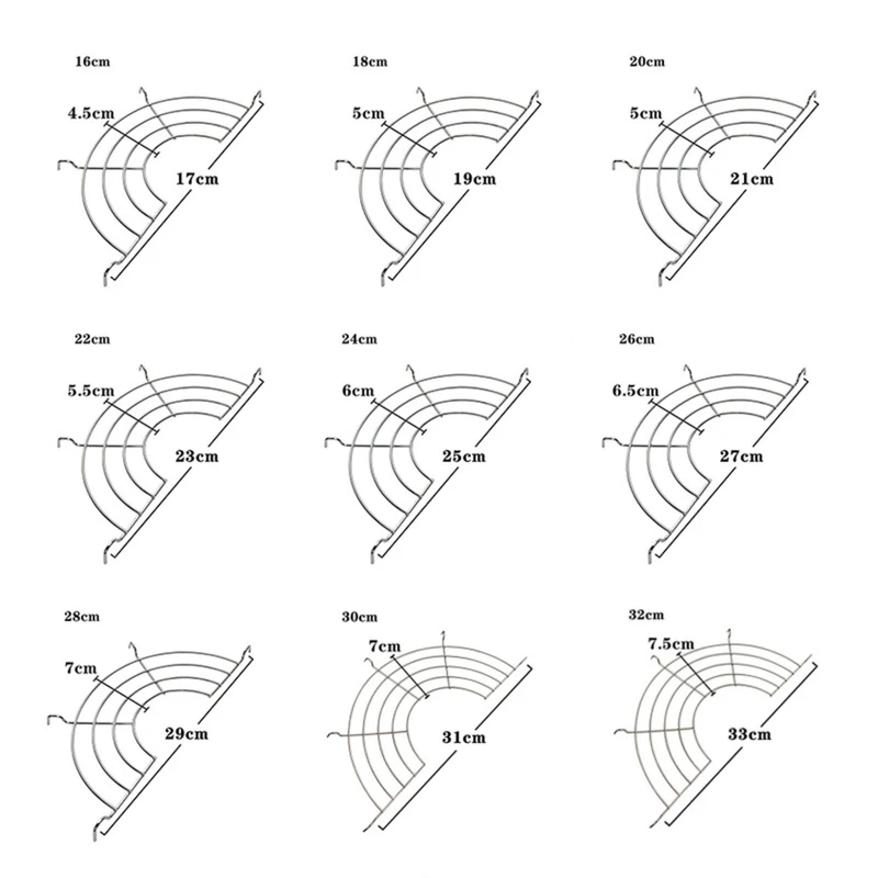 Durable Rust-proof Stainless Steel Semi-circular Frying Pan Shelf Heat-resistance Oil Drain Rack Shelves Tools 9 Sizes