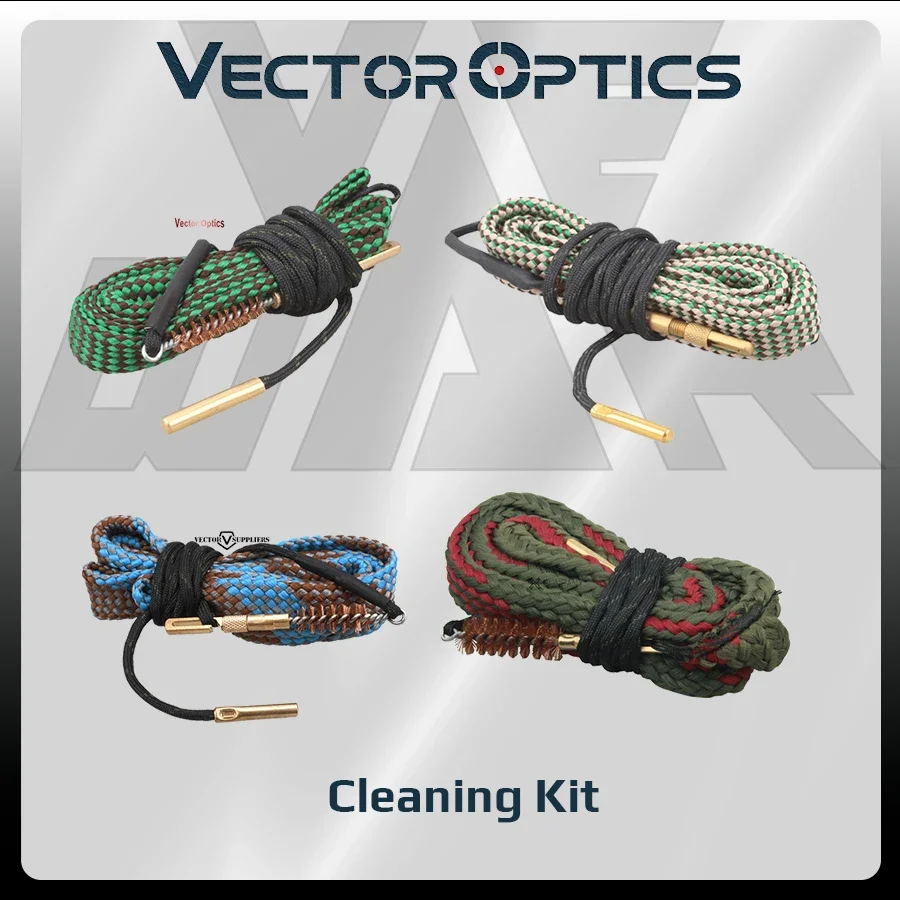 Vector Optics 12 Ga Kit Pembersih Senapan Bor Bersih Tali Sikat Bor Barel Ular untuk 9Mm .22 .223 5.56Mm .308 7.62Mm