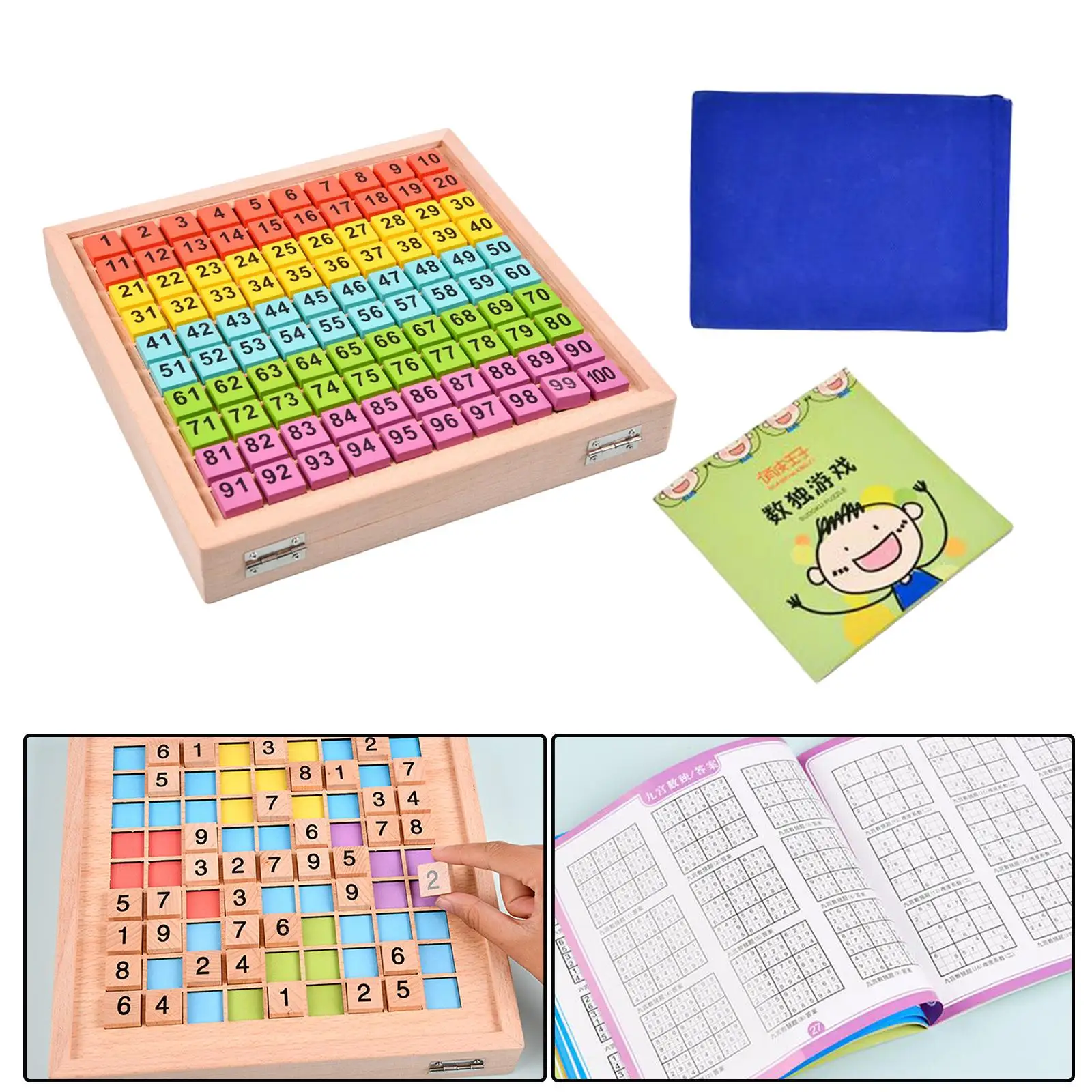 1-100 Giocattolo digitale per l'apprendimento della matematica Capacità di pensiero Puzzle Jiugongge Giocattoli Conteggio Sudoku in legno per regalo di compleanno Adulti