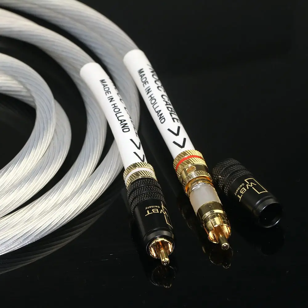 Imported 7NOCC single crystal copper silver plated HiFi audio cable from the Netherlands, dual RCA connection cable