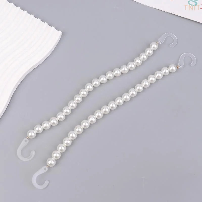 [J] 2Pcs Imitation Pearl Chain Shoe Charms Detachable Artificial Pearl Shoe Chains Fashion Simple Shoes Buckle Shoes Decoration