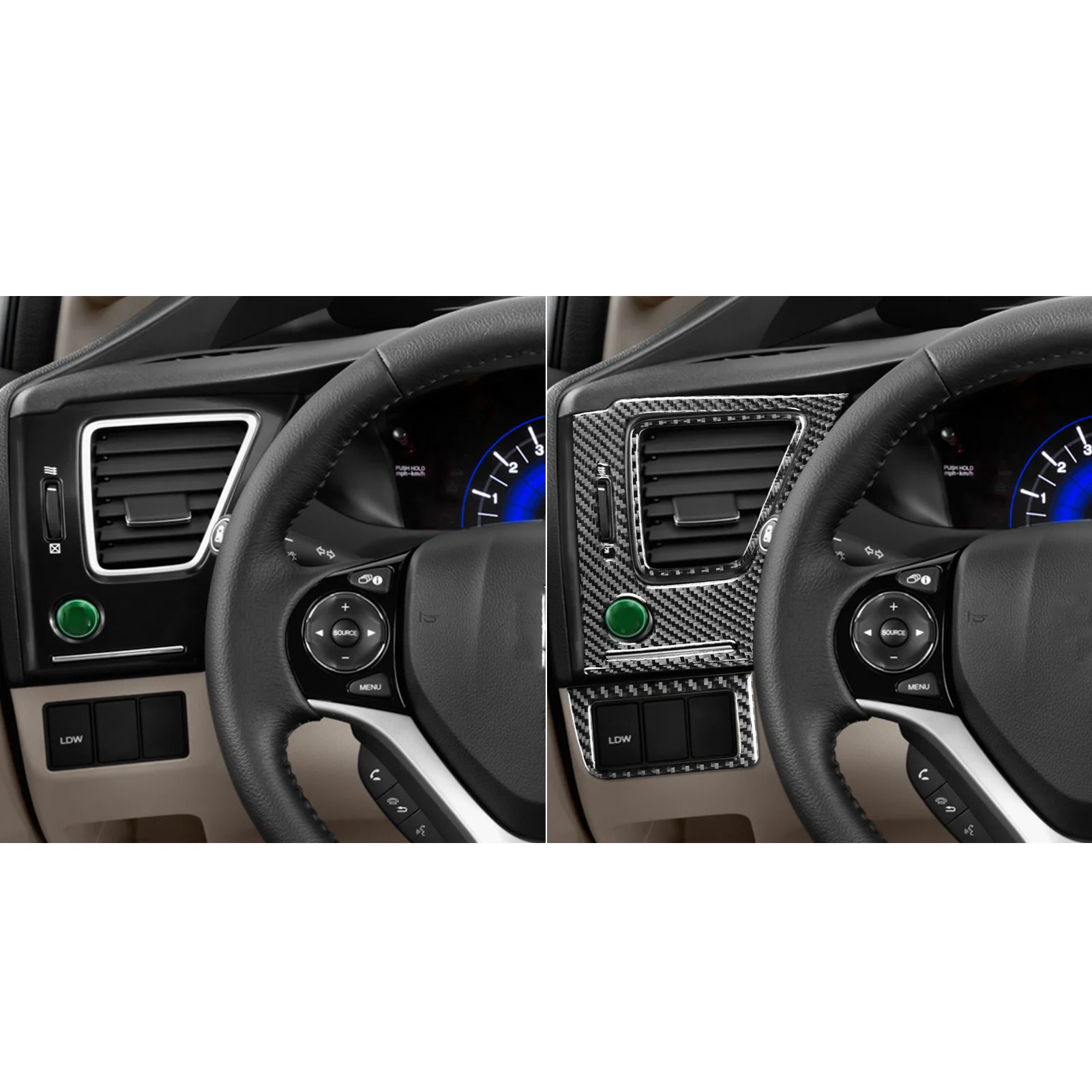 Carbon Fiber Dashboard Left Air Vent Paenl Interior Cover Trim Sticker For Honda Civic 9 Coupe / Sedan 2012—2015 Car Accessories view 4