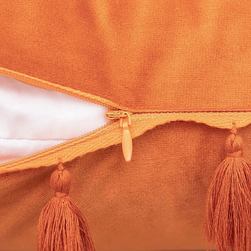 1/2pcs Orange Velvet Tassel Pillowcases Holiday Home Decor Velvet Christmas Gift Throw Cushion Covers 30x50cm 45x45cm 50x50cm
