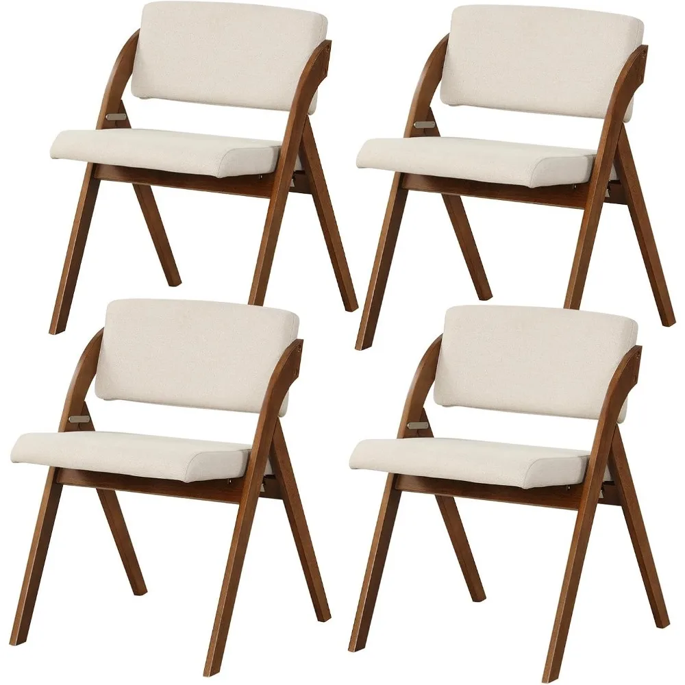 

Folding Dining Chairs, Farmhouse Upholstered Accent Chair with Non-Assembly Design, Padded Seat & Cushion Backrest Portable