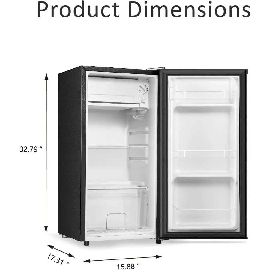 ثلاجة صغيرة مدمجة مع فريزر لمكتب النوم أو غرفة النوم: باب واحد 3.1 قدم مكعب LED ضوء ترموستات قابل للتعديل قابل للإزالة Gl #2