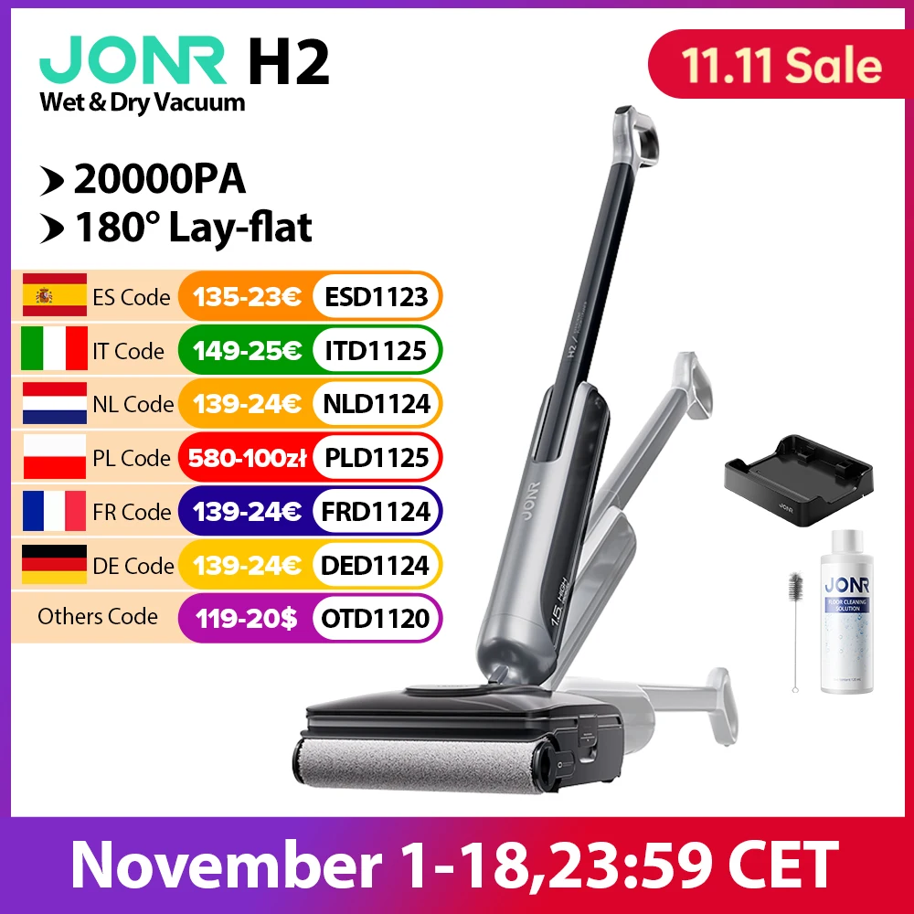 Aspirateur sans fil Jonr H2 20000Pa, aspirateur sans fil avec fonction de nettoyage automatique, professionnel pour appareils électroménagers intelligents