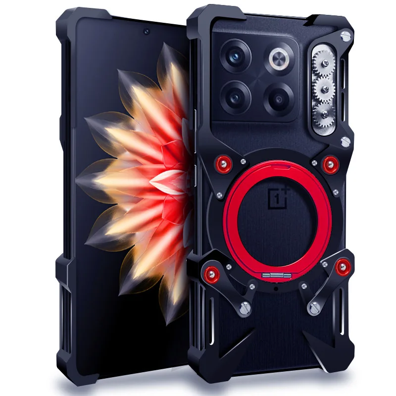 Luxury Armor Metal Aluminum Phone Bumper For Oneplus Ace 6 Ultra 6T 5 3 2 Pro Racing Cover Mechanical Purely Handmade Skull Case