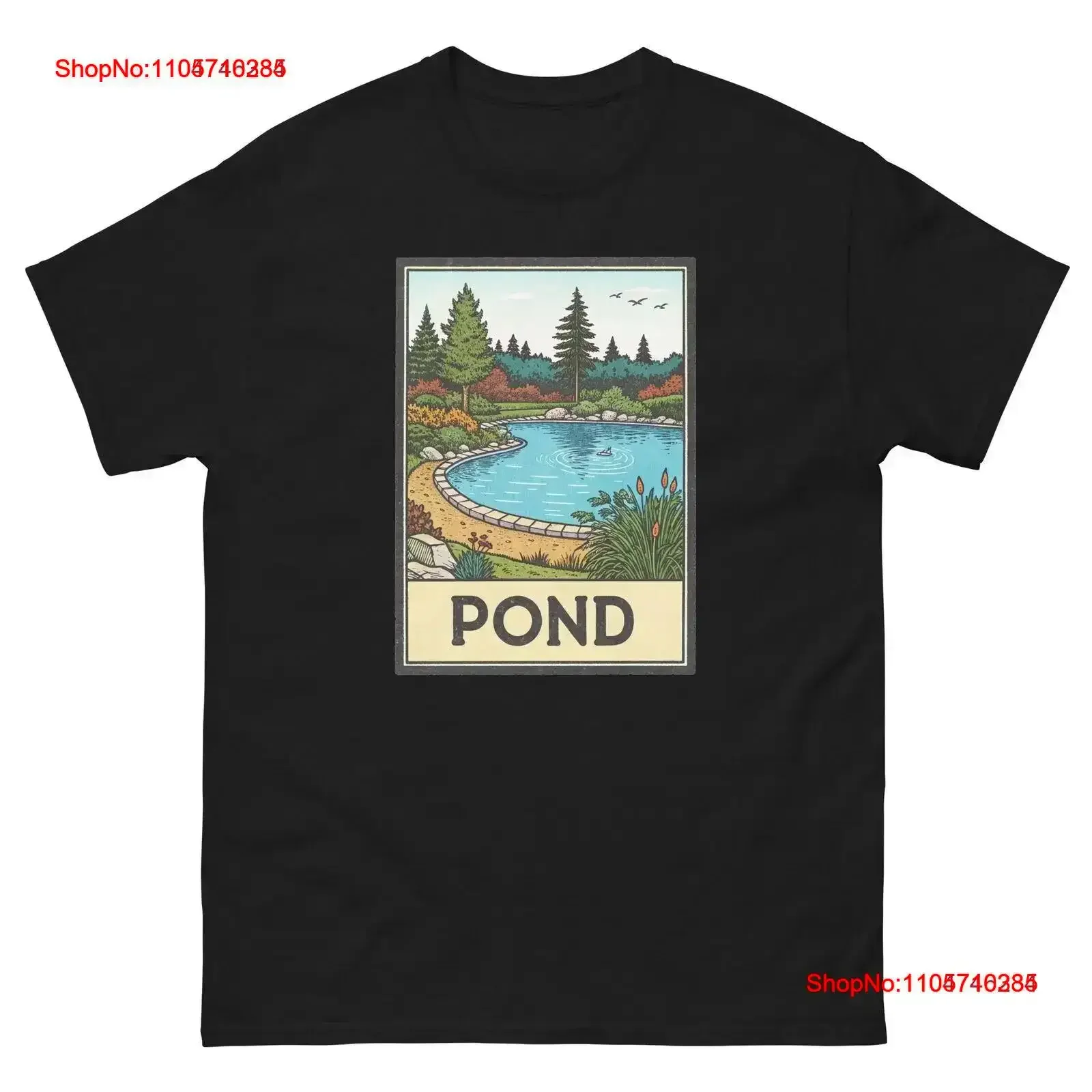 Pond Geographical Landscape Location Scenery T Shirt vintage Washed Versatile Soft graphic Slightly Comfortable vintage Washed