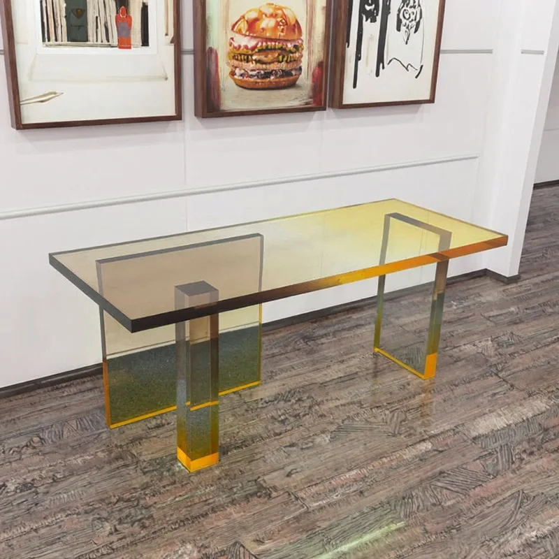 

Factory direct sales high sense amber gradual change acrylic side table modern design living room acrylic coffee table