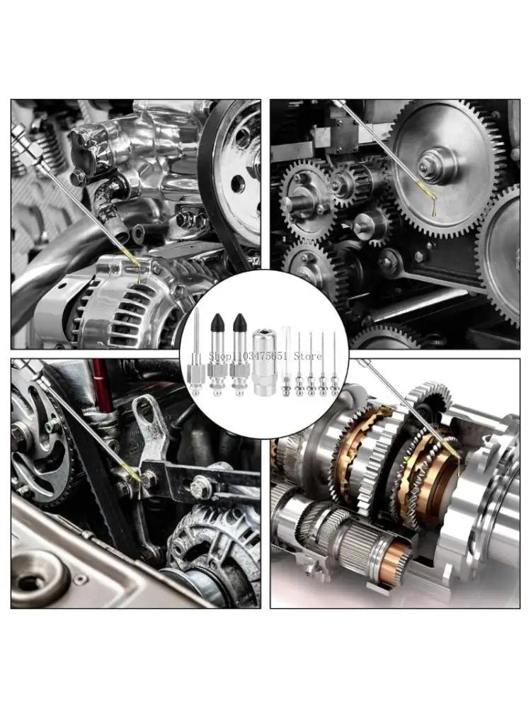 

9pc Greases Guns Nozzle Attachments Nonrust Steel Construction for Automotive Repair and Machinery Maintenance