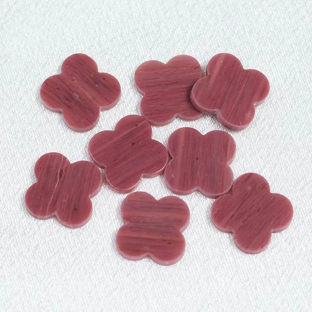 Natural Rhodonite Beads for Jewelry Making Four Leaf Clover Pink Charms for Crafting