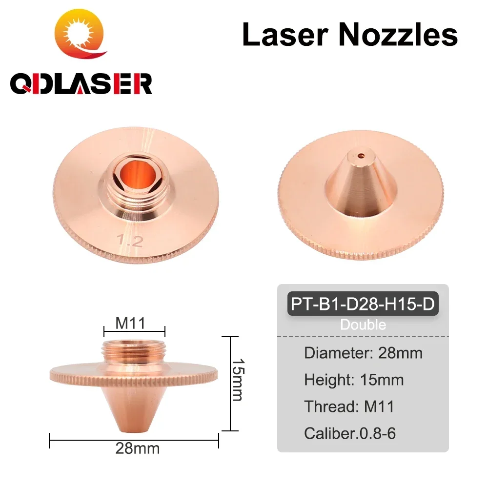 QDLASER Bulge Laser Nozzles Single Layer Chrome-Plating Double Layers Caliber 0.8-4.0 D28 H11 H15 M11 for Precitec Cutting Head