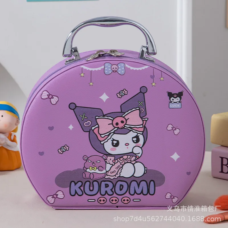 Sanrios Yeni Mini Bavul Karikatür Kuromi Kawaii Karikatür Kozmetik Çantası Su Geçirmez Taşınabilir Kozmetik Durumda Sevimli saklama çantası