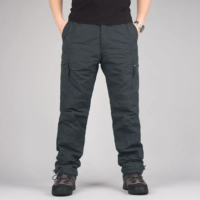 Männer Fleece Cargo Hosen Winter Plüsch Taktische Hosen Casual Jogger 3XL Koreanische Lose Wandern Laufen Warme Thermische Hosen – Detail 3