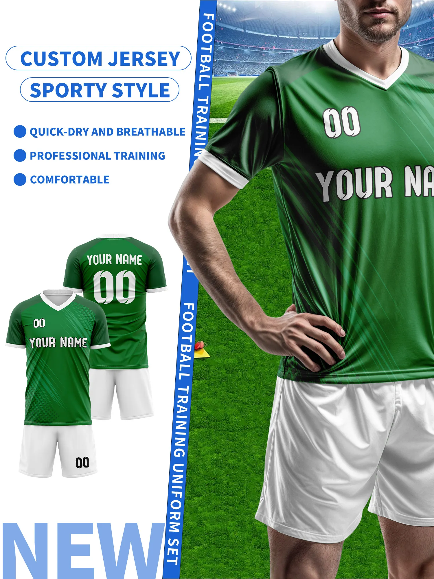 

2026 Men's and Women's Customized Name and Number Sports V-Neck Jerseys, Quick-Drying, Fashionable, Sublimation Technology