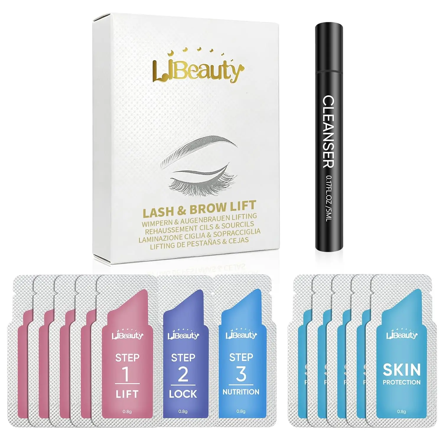 Libeauty Augenbrauen-Laminierungs-Set Wimpernlifting-Set 8 Wochen Haltbarkeit Einweg-Sachet Verbesserte Version Curling-Perming-Lotion Dauerwellen-Set