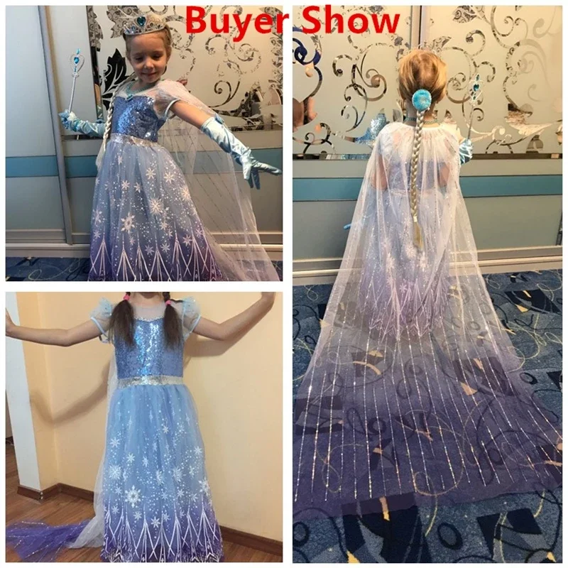 Kids Girls Elsa Role Playing Dress Light Up Kids Halloween Frozen Carnival Apparel Girls Birthday Elsa Princess Glowing Vestidos