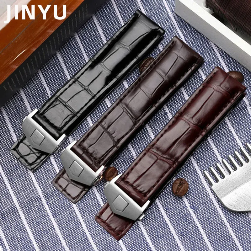 

Genuine leather bracelet Crocodile skin watch strap 19mm 20mm 22m watchband wristband dark blue accessories For TAG HEUER