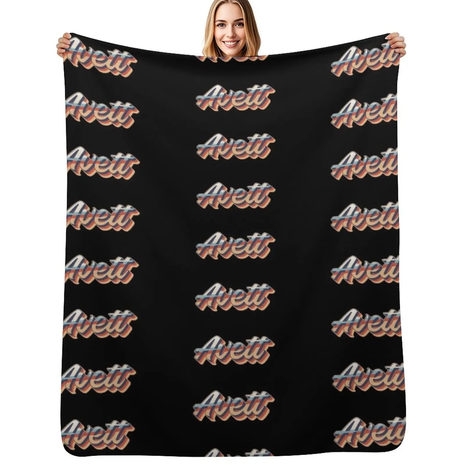 

Avett name - cool 70s retro font surf style design (Black) Throw Blanket Plaid Thins for babies For Decorative Sofa Blankets
