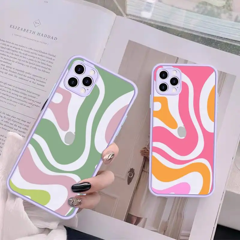 Liquid Swirl Abstract Pattern in Beige Phone Case for iPhone X XR XS 7 8 Plus 11 12 13 pro MAX 13mini Translucent Matte Case