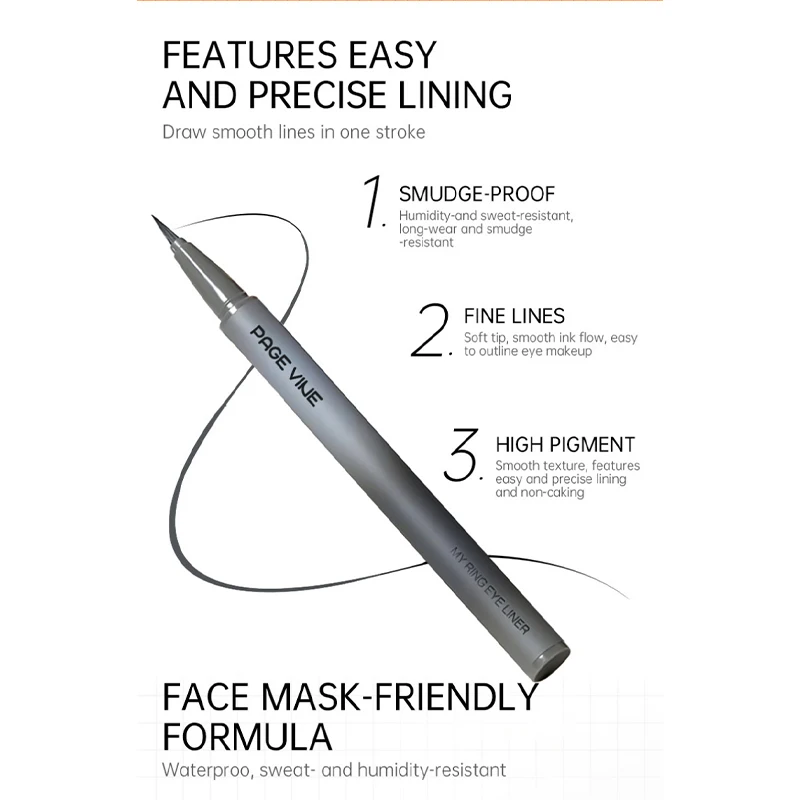 Schnell trocknender flüssiger Eyeliner-Stift, zart, glatt, langlebig, natürlich, wischfest, Eyeliner, schweißfest, superfeiner Eyeliner-Stift