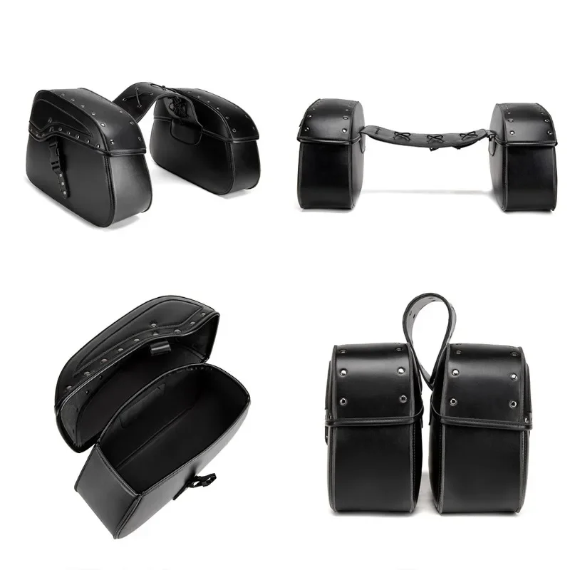 Motorcycle Saddlebag Black Punk Motobike Side Trunks Cruise Double Saddle Bag for Motorcycles Harley Touring High-capacity