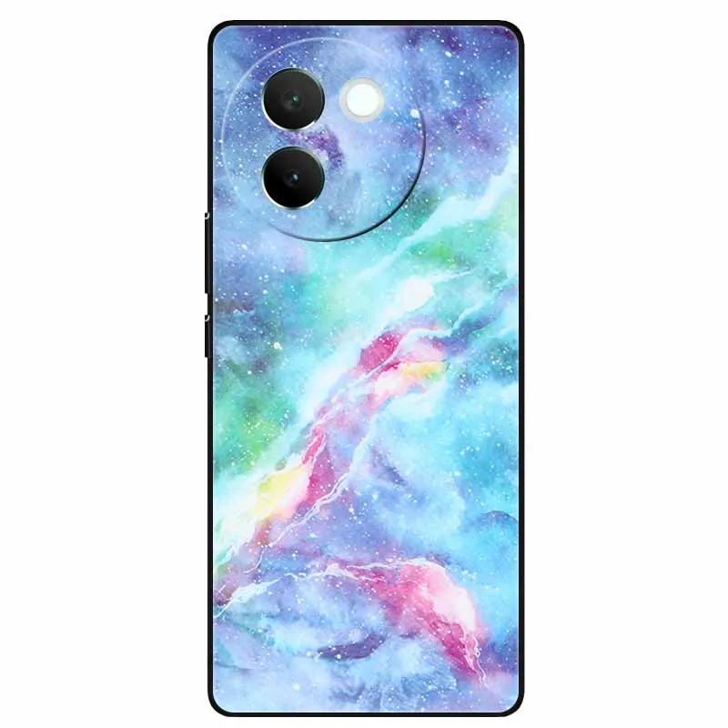 For Vivo V30e 5G Case 6.78\'\' Black Silicon TPU Soft Phone Cover for VivoV30e V 30e 5G Protect Bumper Shell Fashion Marble Capa