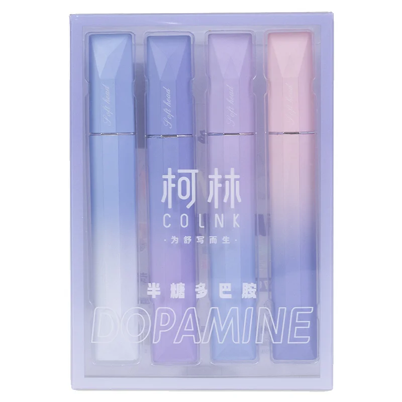 Dopamine Highlighter Set, 4 Colors Pastel Marker Pens for School Students Note-Taking, Cute Stationery Supplies