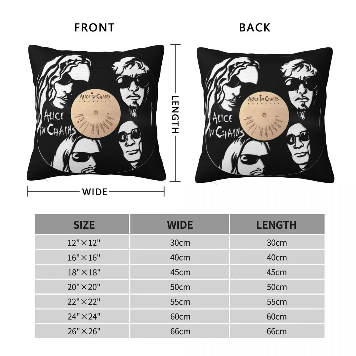 Alice In Chains Band Square Pillowcase Cushion Cover Pillow Case Throw Pillow Cover for Home Sofa Living Room