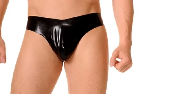 

Fetish 100%Latex Rubber Schwarz Dreieck mit niedriger Taille Shorts 0.45mm XS-XXL