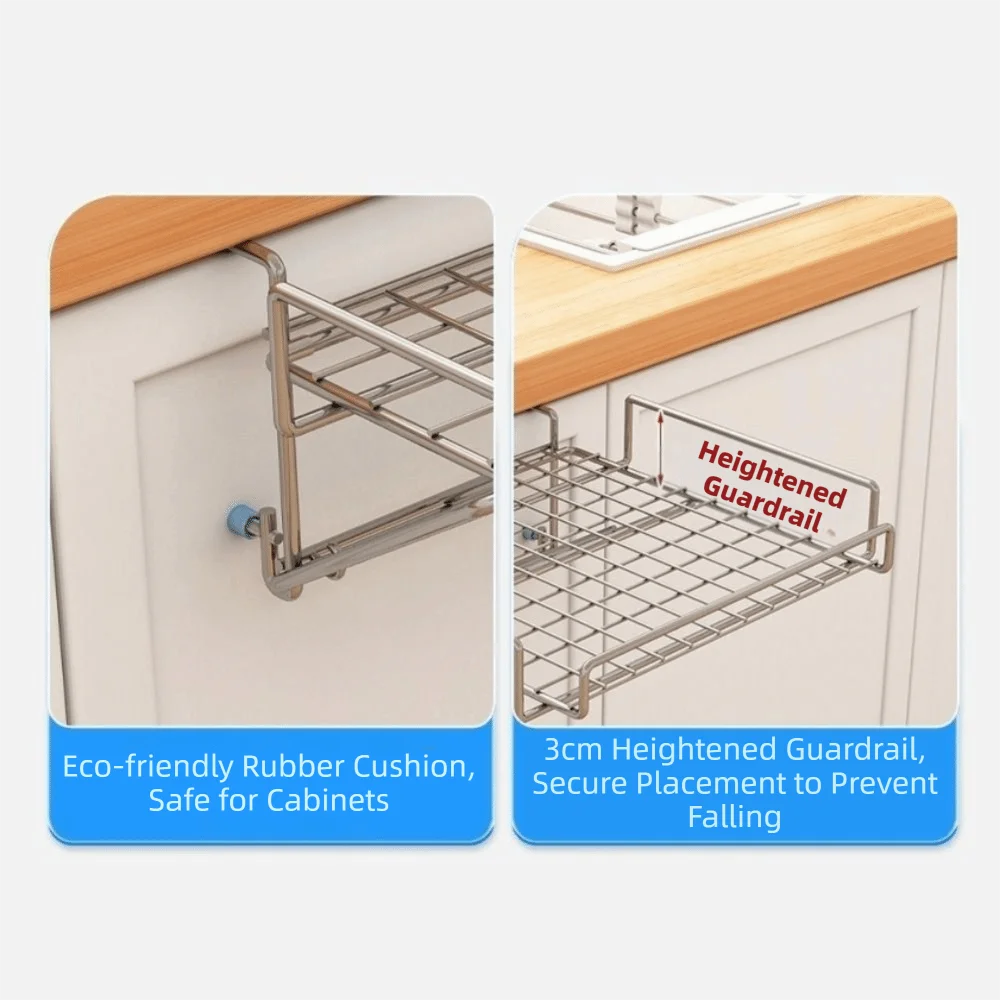 

Stainless Steel Folding Storage Rack No Drill Adjustable Cabinet Hanging Storage Shelf Space Saving Wall Mounted