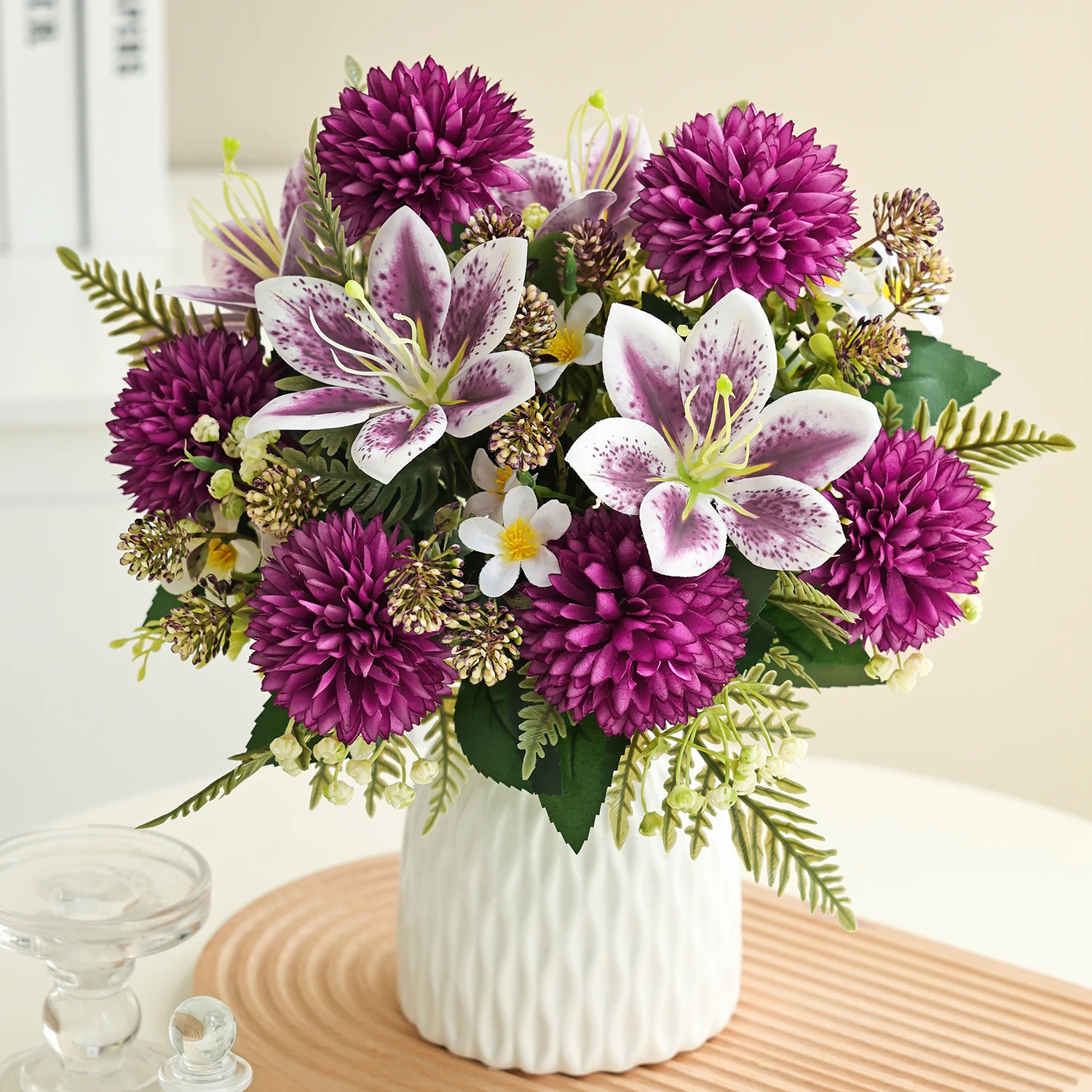 Künstliche Blumen, Seidenlilien, für Zuhause, Zimmer, Tisch, Hochzeitskranz, Brautsträuße, Dekoration, Festival, Außenbereich, Garten, Vasen, DIY-Geschenke – Detail 5