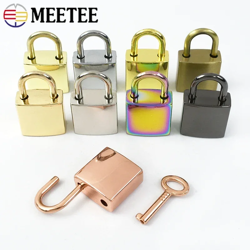 Meetee 2/5/10Sets Handbags Metal Padlocks for Jewelry Box Decorative Closure Lock Buckle Diary Wallet Twist Turn Locks Hardware