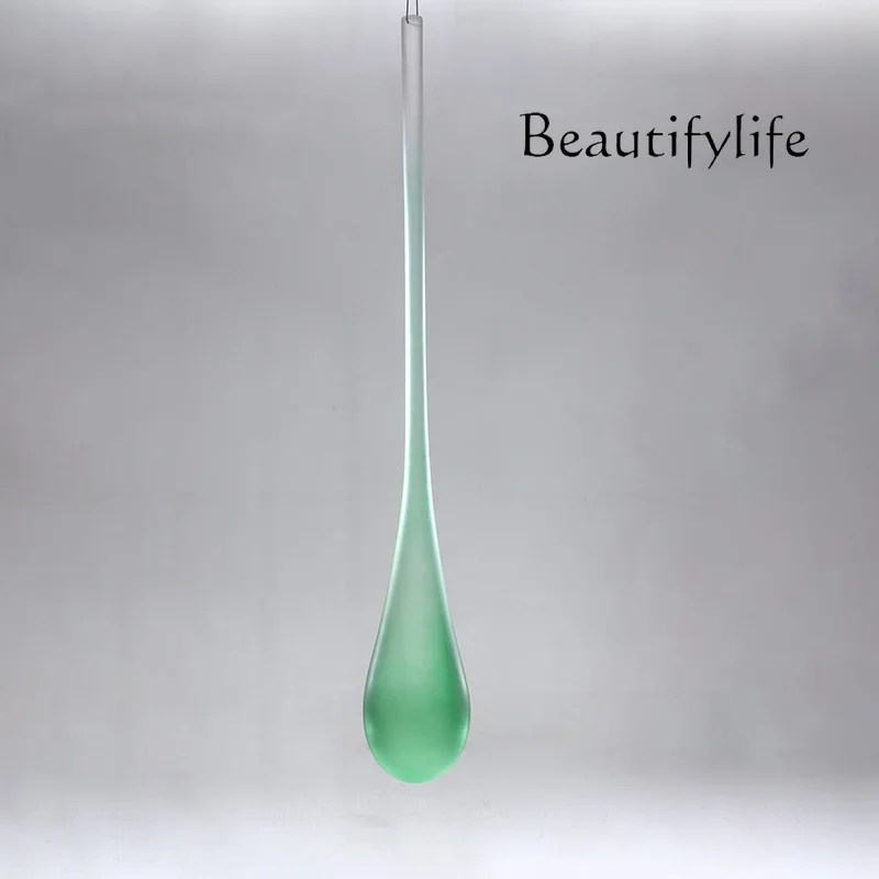 

Hotel lobby ornament transparent resin hanging art decoration hall air pendant water drop sculpture