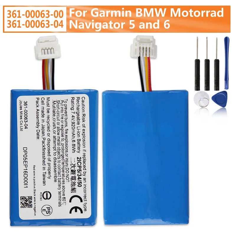 

361-00063-00 361-00063-04 Сменный аккумулятор для Garmin BMW Motorrad Navigator 5 и 6 960 мАч с инструментами