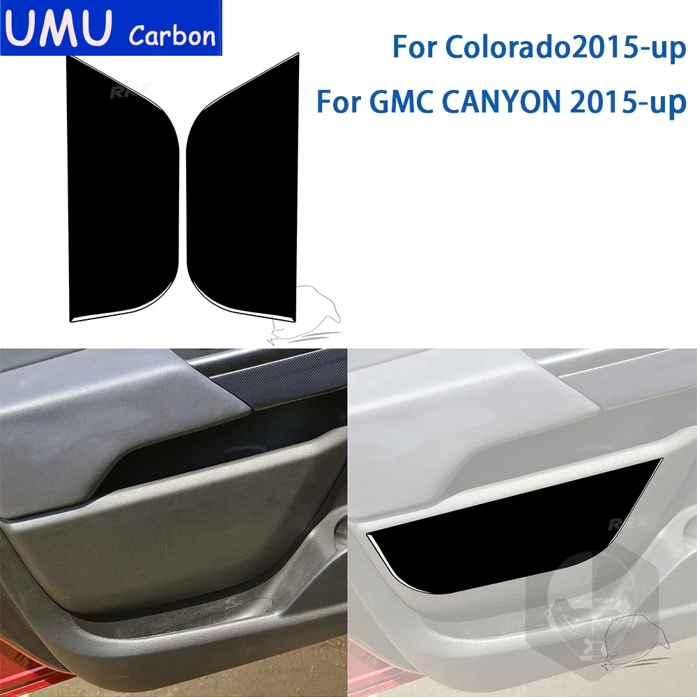 For Chevrolet Colorado/GMC CANYON 2015-up Accessories Car Black Plastic Interior Front Door Storage Box Cover Trim Sticker