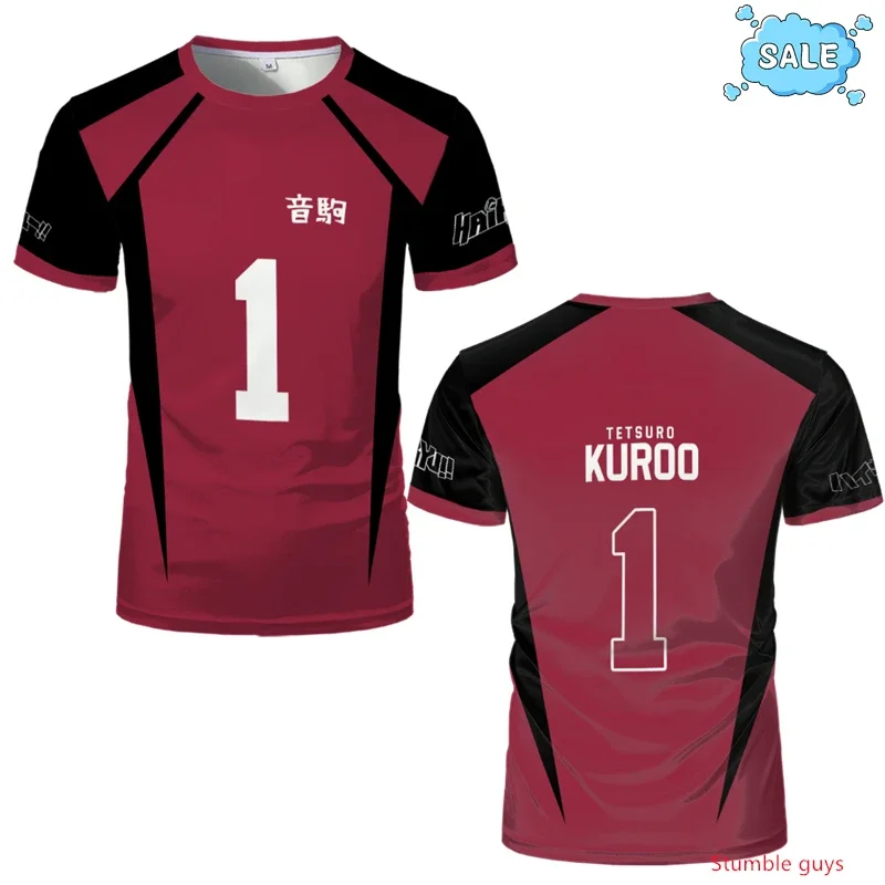Anime Haikyuu Nekoma Grafik T-Shirt Kuroo Tetsurou Kozume Volleyball Uniform Cosplay Lässige Kinderkleidung Jungen Oberteile