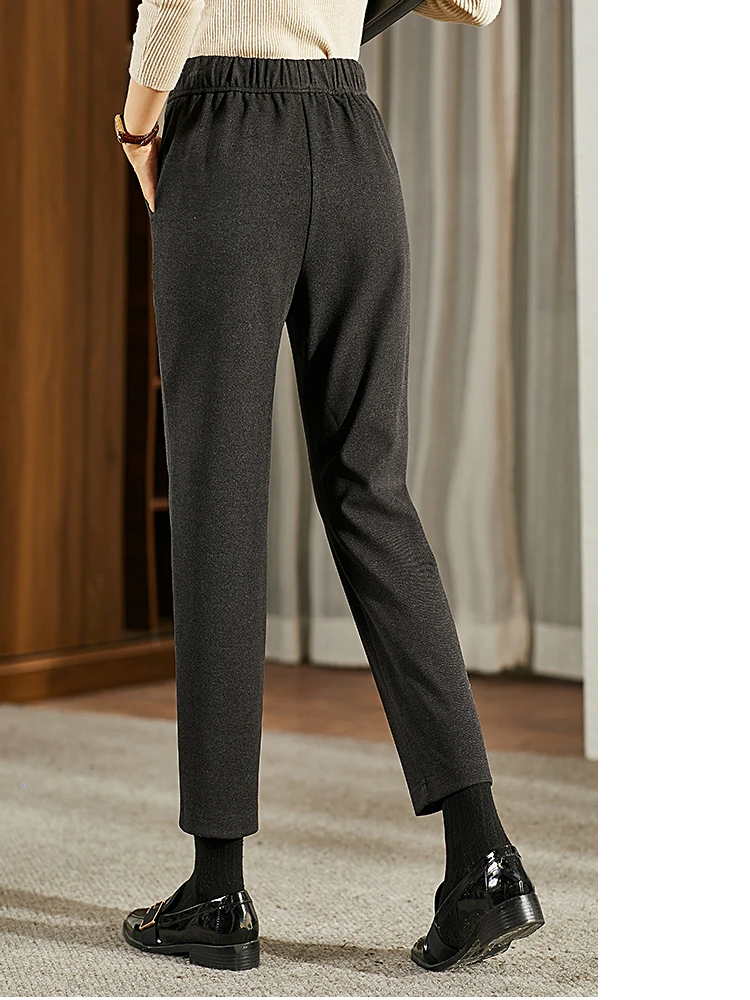 Vimly-pantalones bombachos hasta el tobillo para mujer, pantalón informal elástico de cintura alta y pierna recta, a la moda, otoño e invierno,