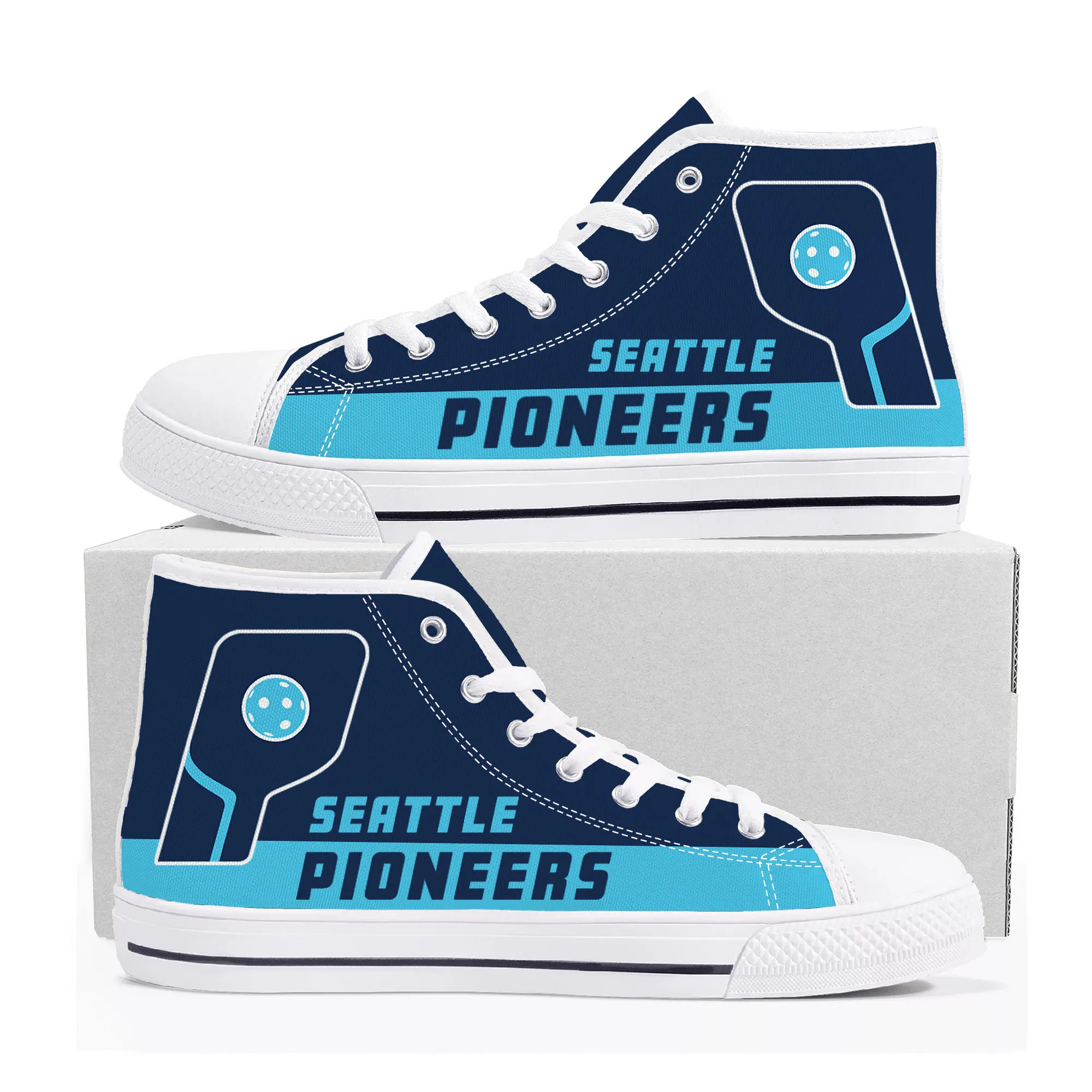 SEATTLE PIONEERS pickleball High Top Sneakers Mens Womens Teenager Canvas High Quality Sneaker Casual Custom Made Shoes DIY Shoe