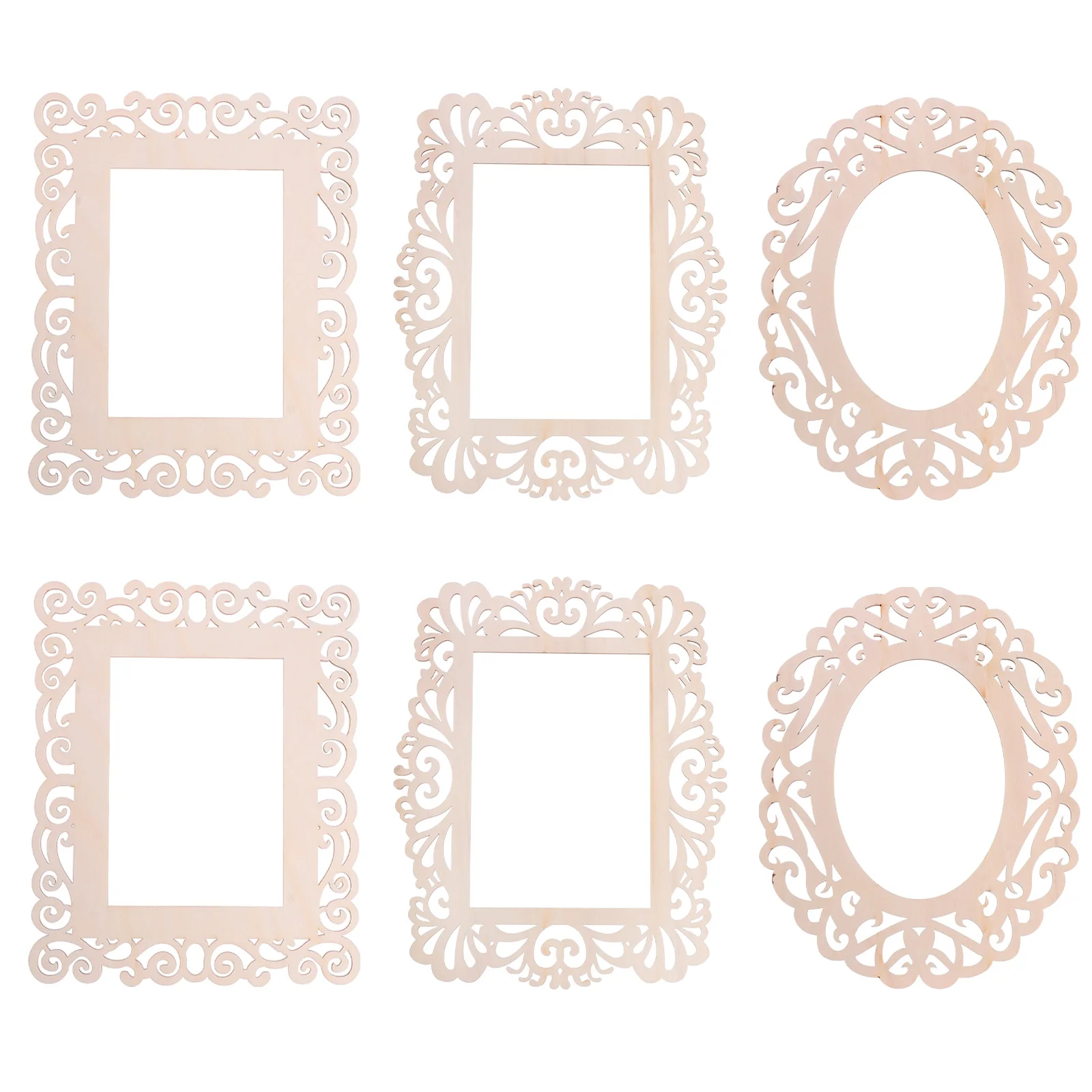 

6 Pcs Carved Flower Window Pendant Hollow Decorative Pieces Home Hanging naments Wood Chips Party Accessories Valentine DIY
