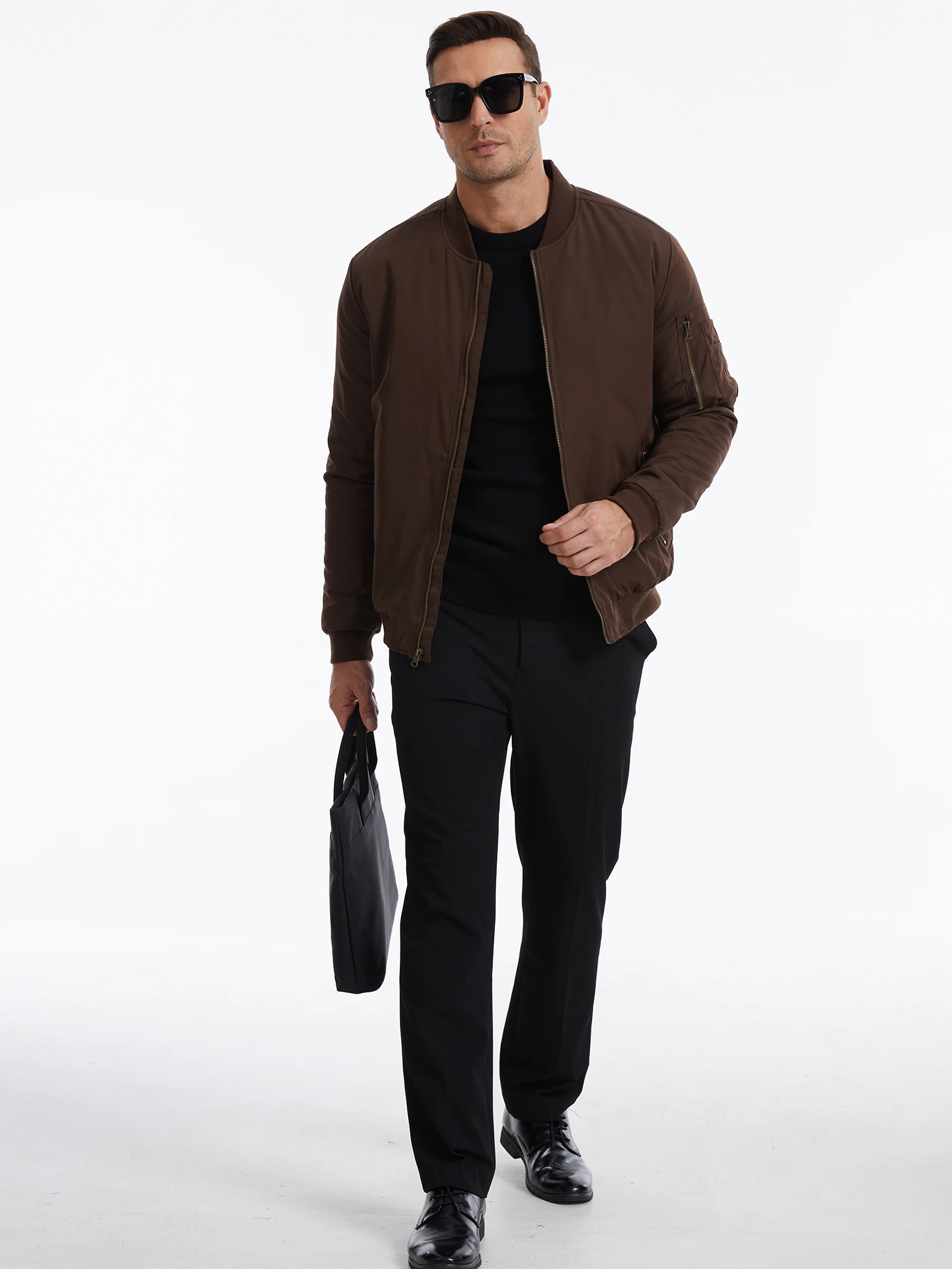 Herbst-Winter-Herren-Bomberjacke, Warme Windjacke mit Vollreißverschluss, Militär-Pilotenjacke, Lässige Winddichte Outdoor-Jacke – Detail 13