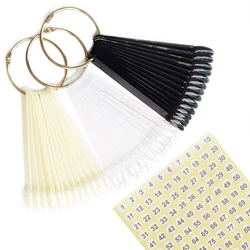 50pcs Nail Color Swatch Sticks with Ring Nail Practice Display Tips False Nail Sample Sticks Color Display Board for Nail Polish
