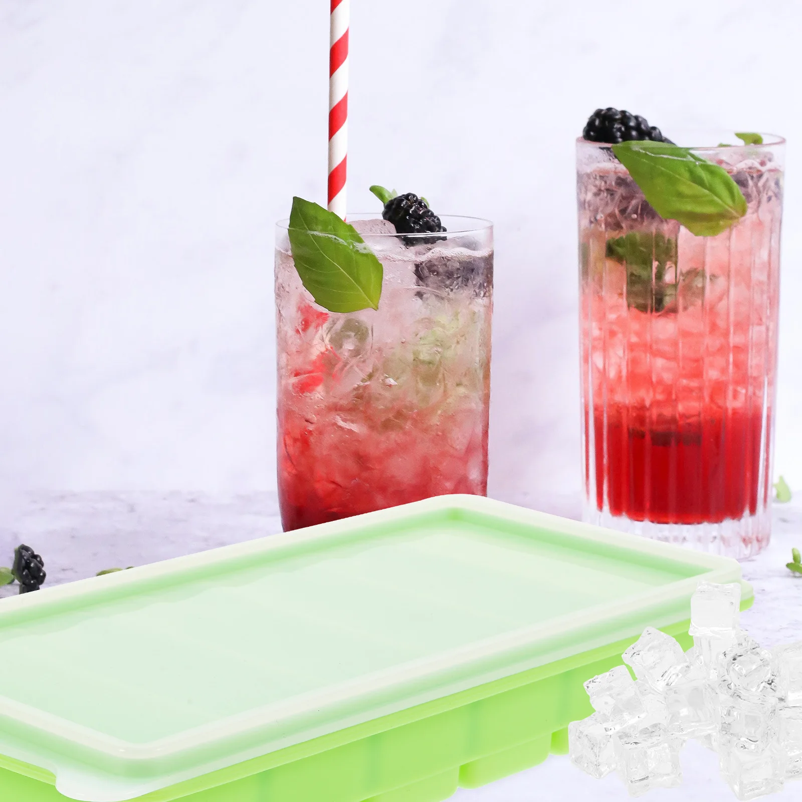 

Ice Tray Mold Fruit Cubes Rectangles Silicone Slot with Lid Food Grade 6 Slots Maker Cover Cream