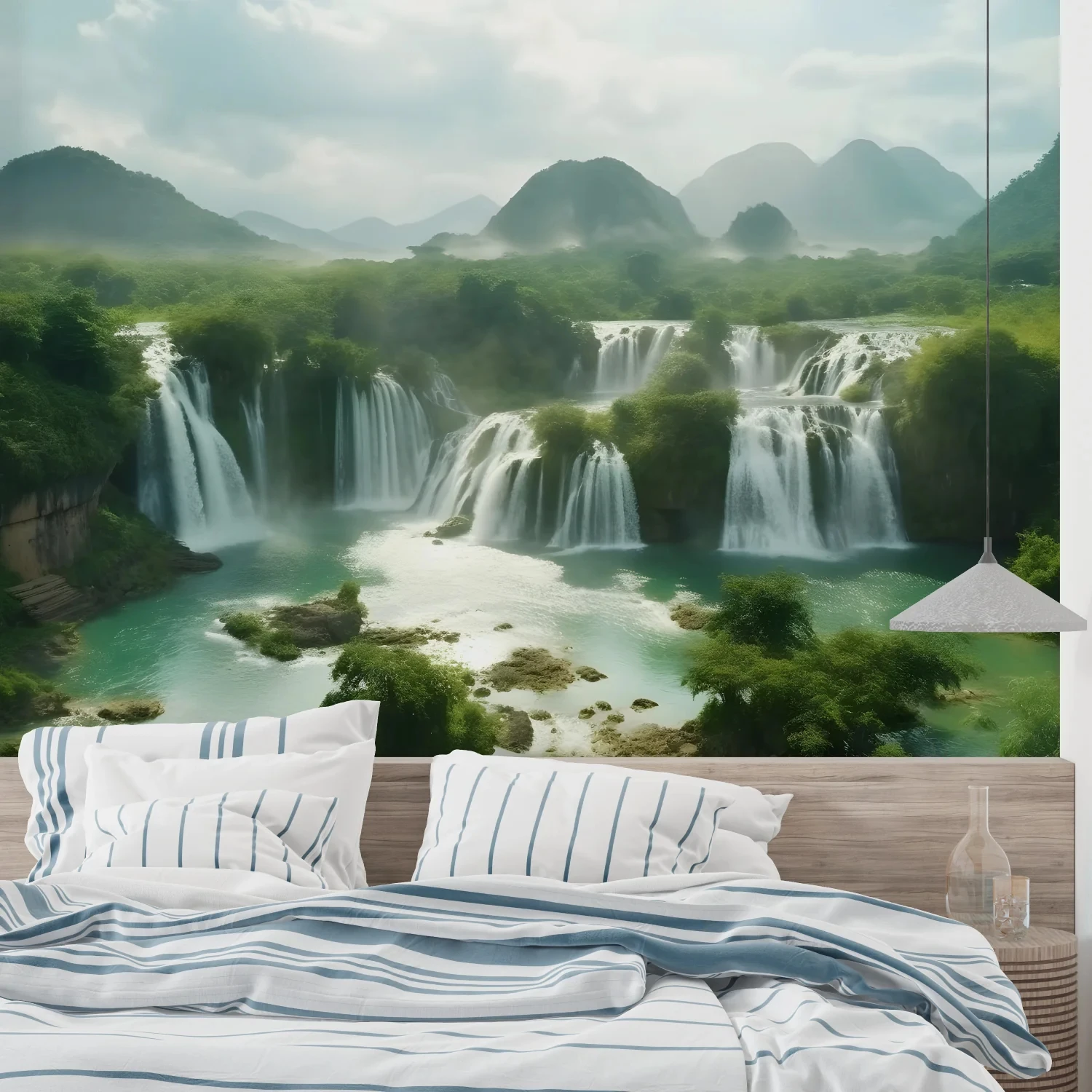 Custom wallpaper mural Nature landscape waterfall forest flower sea Butterfly Hotel bedroom background wall decorated wallpaper