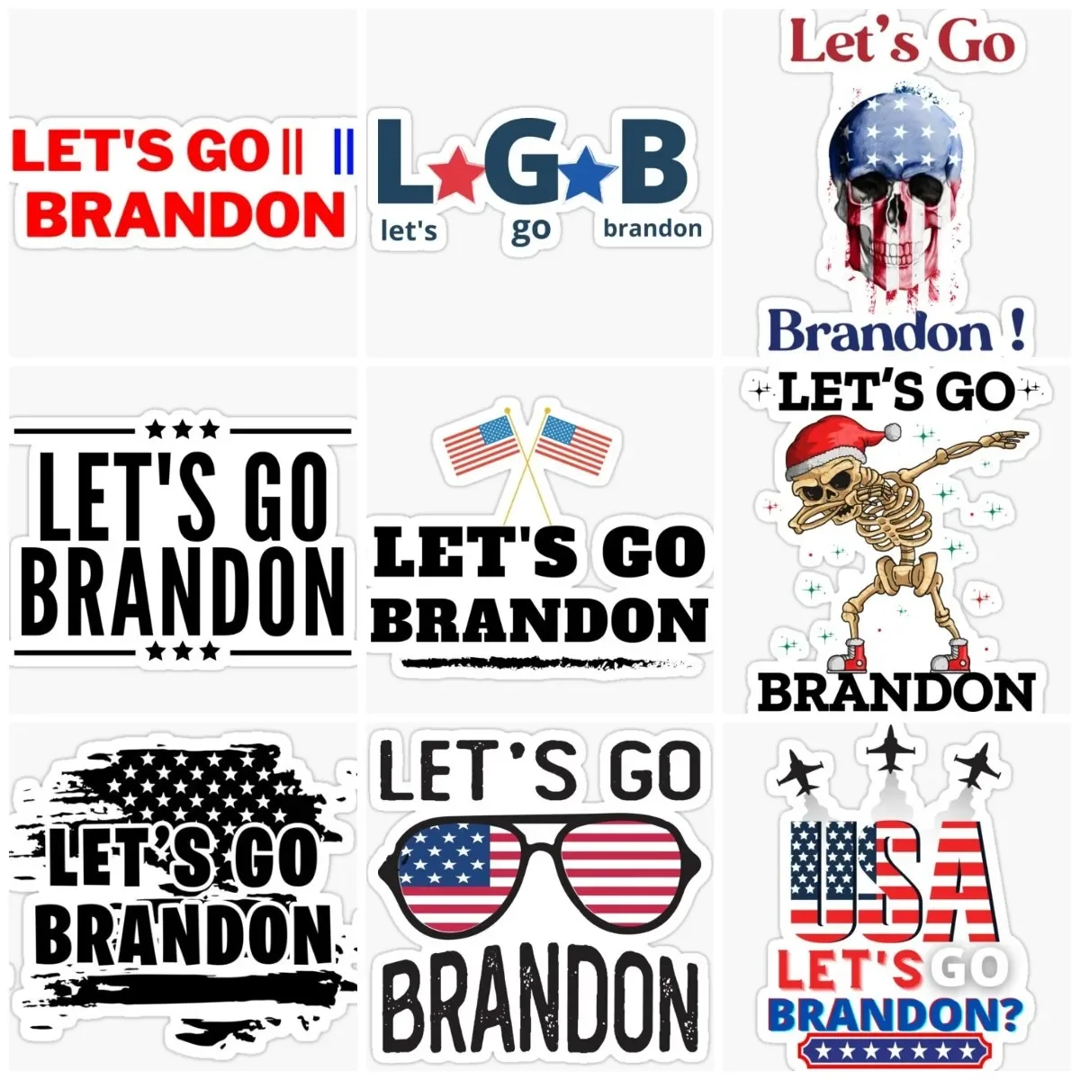 

Let's Go Brandon American Flag Sticker Motorcycle Car Bumper Truck Window Glass Bicycle Helmet Racing Camper Decal Customizable