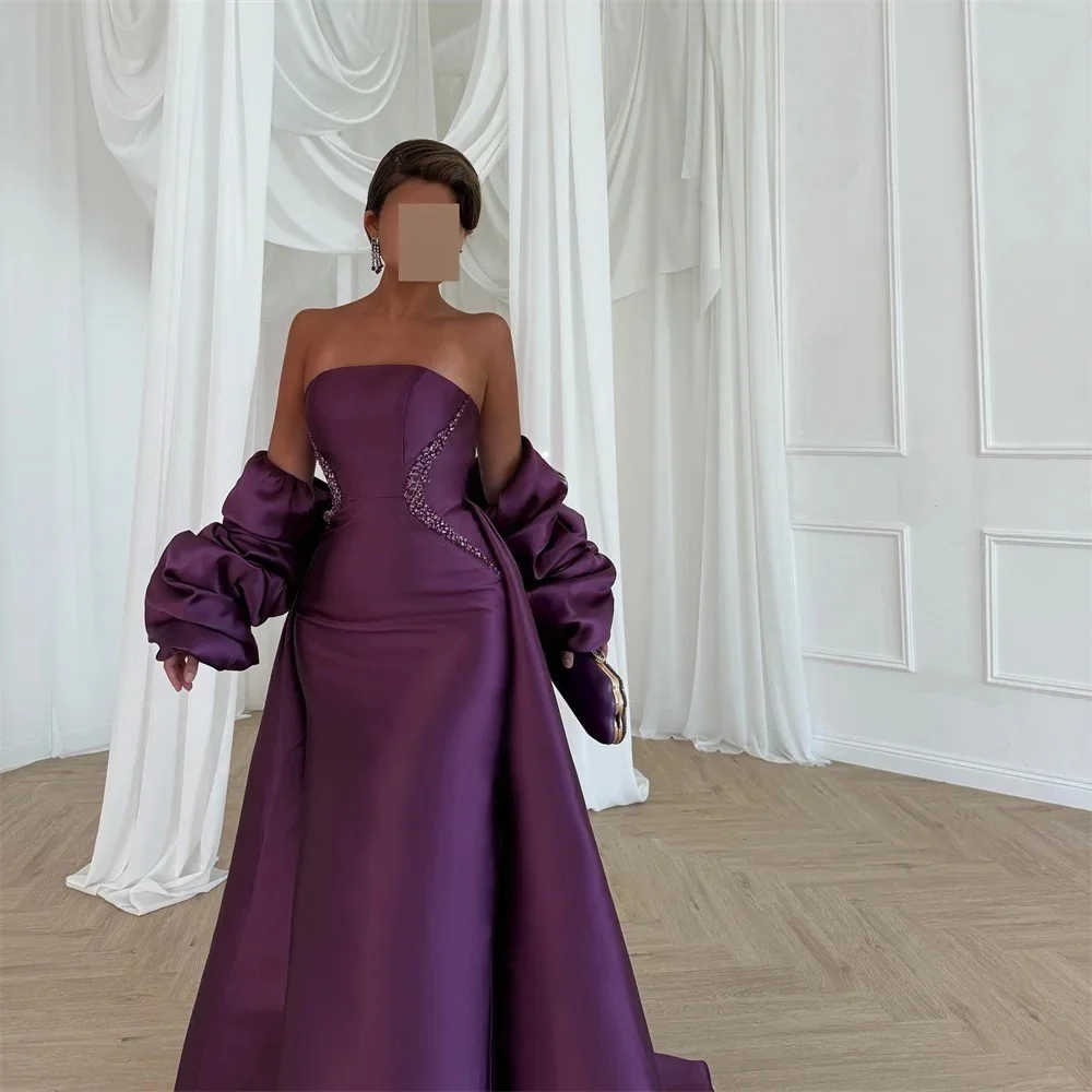 JDY Personalizzazione Abito da sera di lusso con spalle scoperte in raso viola, abito da cerimonia nuziale elegante فساتmavera