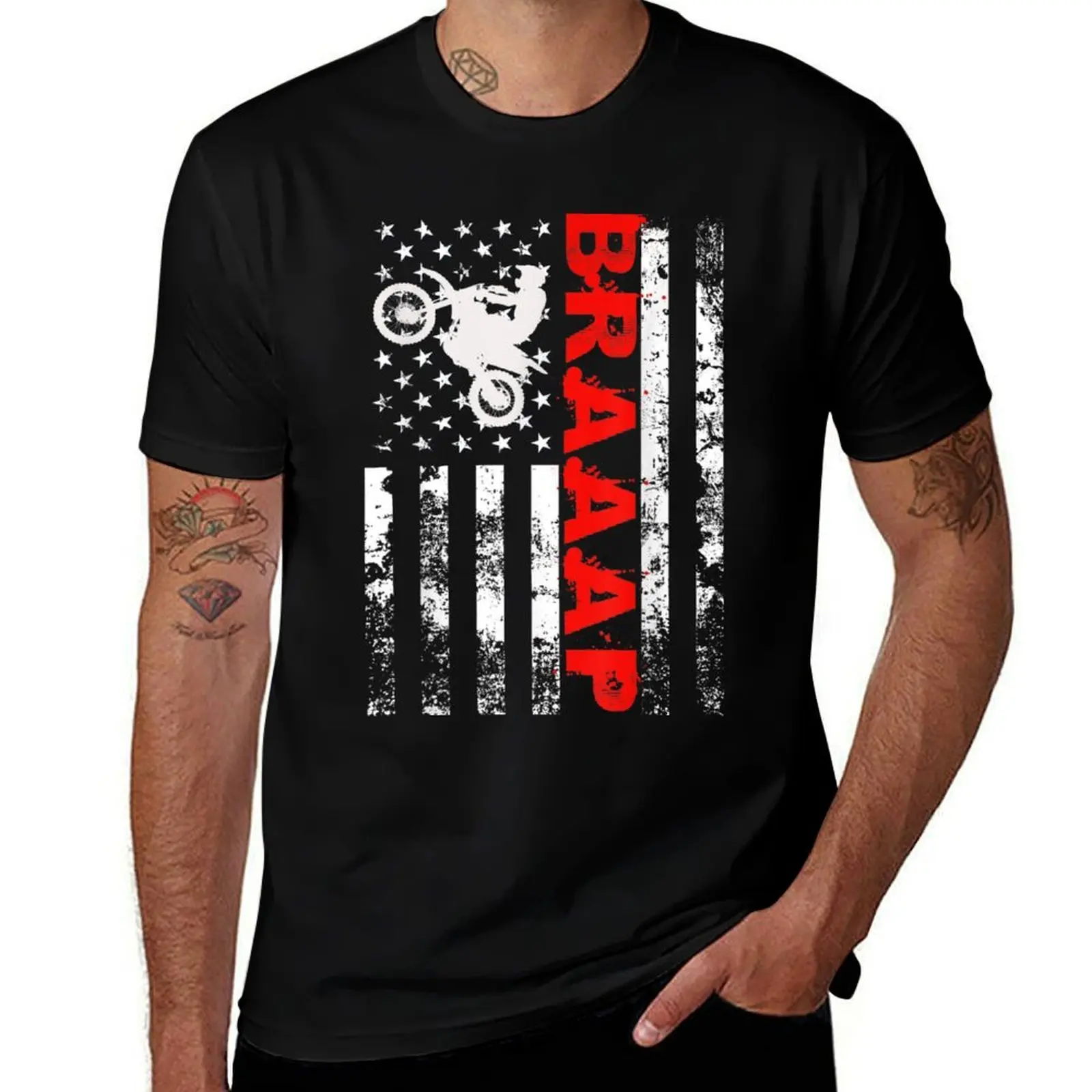 BRAAAP - Braaap Vintage USA American Flag T-Shirt man t shirt cotton T-Shirt